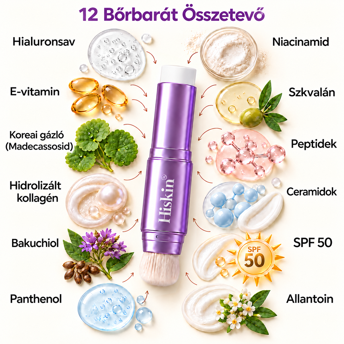 💜 Egészítsd ki rendelésed 30% kedvezménnyel! Hiskin® 2 az 1-ben színváltó alapozóstift beépített ecsettel ✨