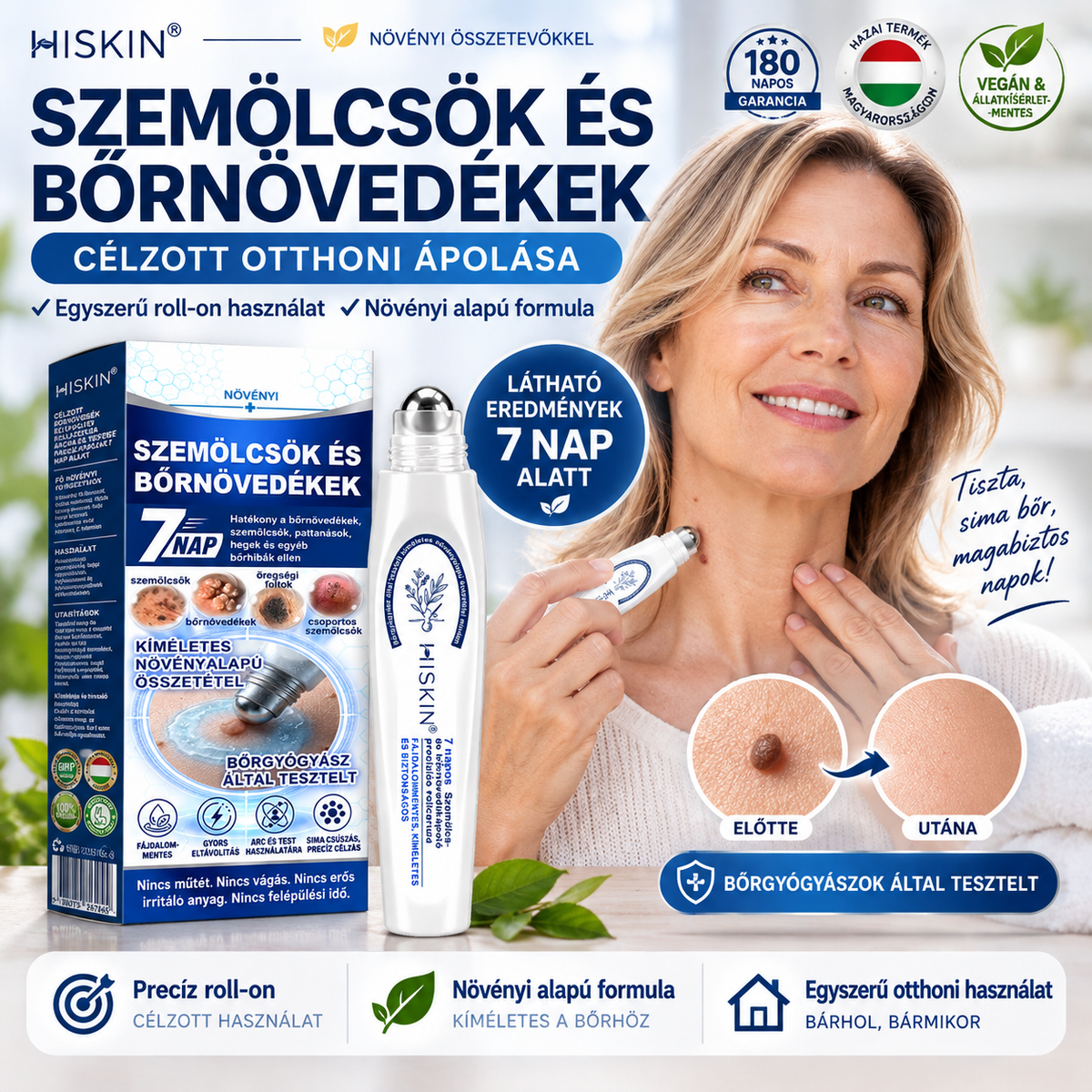Hivatalos Márkabolt | 🚢 Hiskin® 7 napos Szemölcseltávolító Roll-on Ápoló Folyadék (Fájdalommentes rollerball technológia, hegek nélkül) 🐬