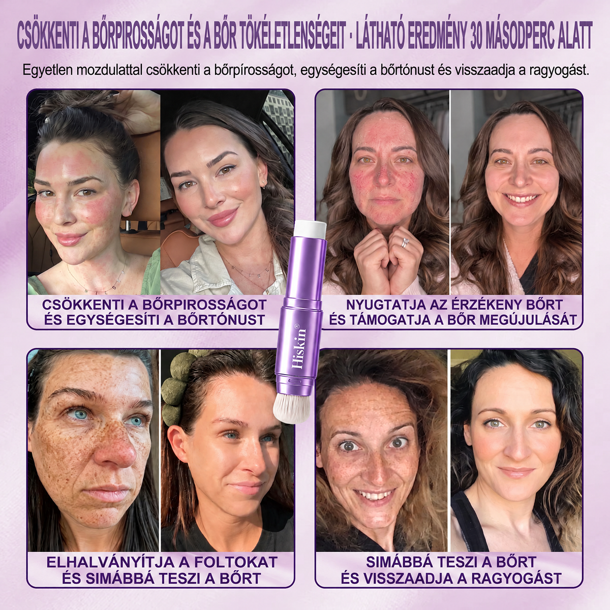 💜 Egészítsd ki rendelésed 30% kedvezménnyel! Hiskin® 2 az 1-ben színváltó alapozóstift beépített ecsettel ✨