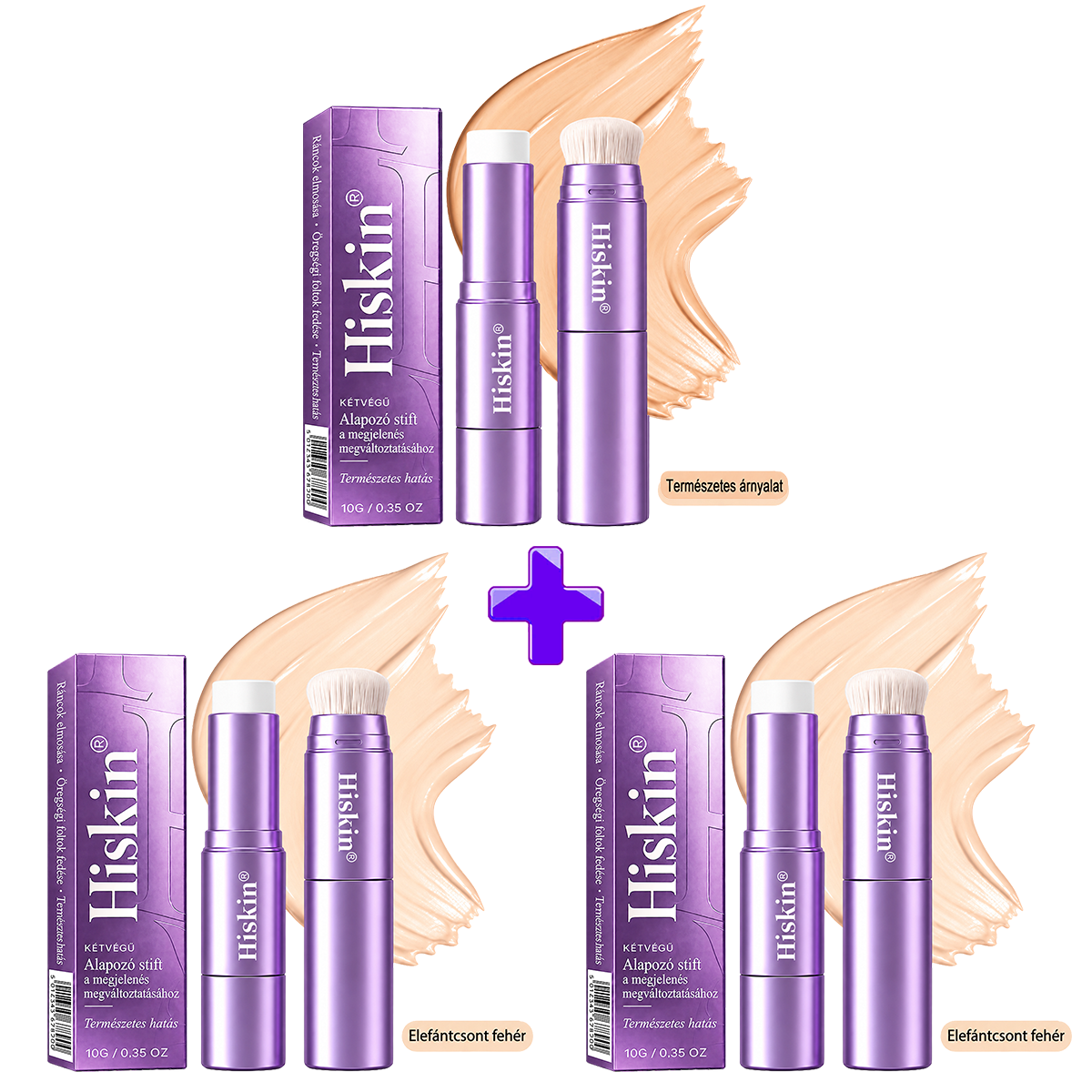 💜 Egészítsd ki rendelésed 30% kedvezménnyel! Hiskin® 2 az 1-ben színváltó alapozóstift beépített ecsettel ✨