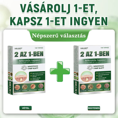 🇭🇺HAJUEI® ☺️ 2-az-1-ben Mikrotű & Hidrokoloid Tapasz | 🧪 Kiemelkedő Anyajegyek, Pattanások, Lapos Szemölcsök & Bőrkinövések Eltávolítója | Ráncok, Hegek & Bőrhibák Javítása | Láthatatlan Csillag Pattanástapasz Arcra & Testre | 144 db ✨