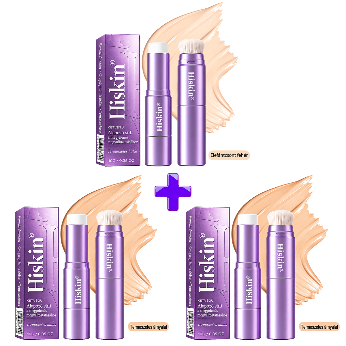 💜 Egészítsd ki rendelésed 30% kedvezménnyel! Hiskin® 2 az 1-ben színváltó alapozóstift beépített ecsettel ✨